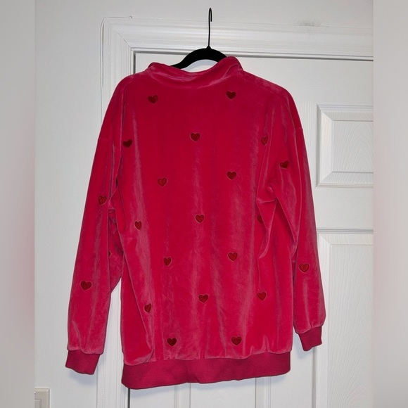 Lazy Oaf Pink Velour Heart Fleece - Picture 6 of 7